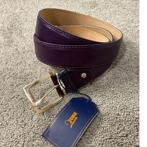 New Links & King Italian Smooth Leather Belt, Purple/Black Size 40 (SOLD OUT)